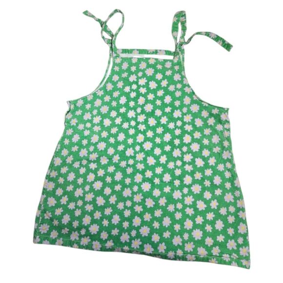 LUCY & YAK Whoopsy Daisy floral green corduroy mini pini pinafore dress 2X - Picture 4 of 11